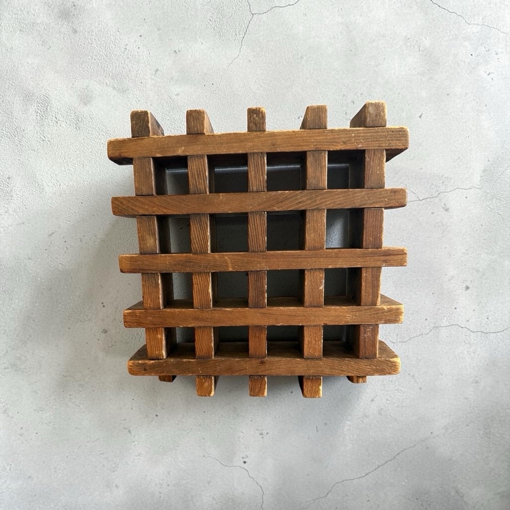 MCM Vintage Teak Wood Trivet Lattice Waffle Square Danish 6"x 6" Handmade Modern